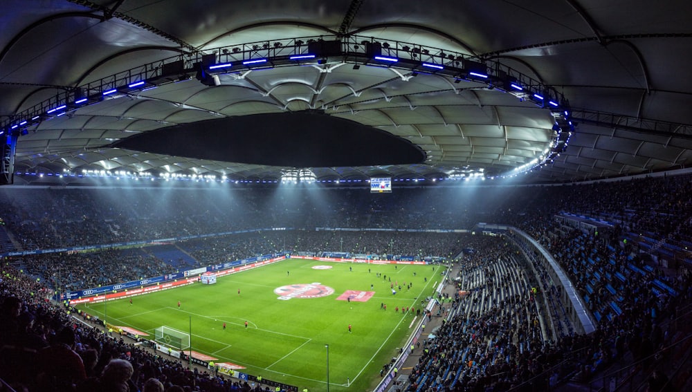 Stadion sepak bola menyala — ilustrasi panduan sportsbook Pandora88
